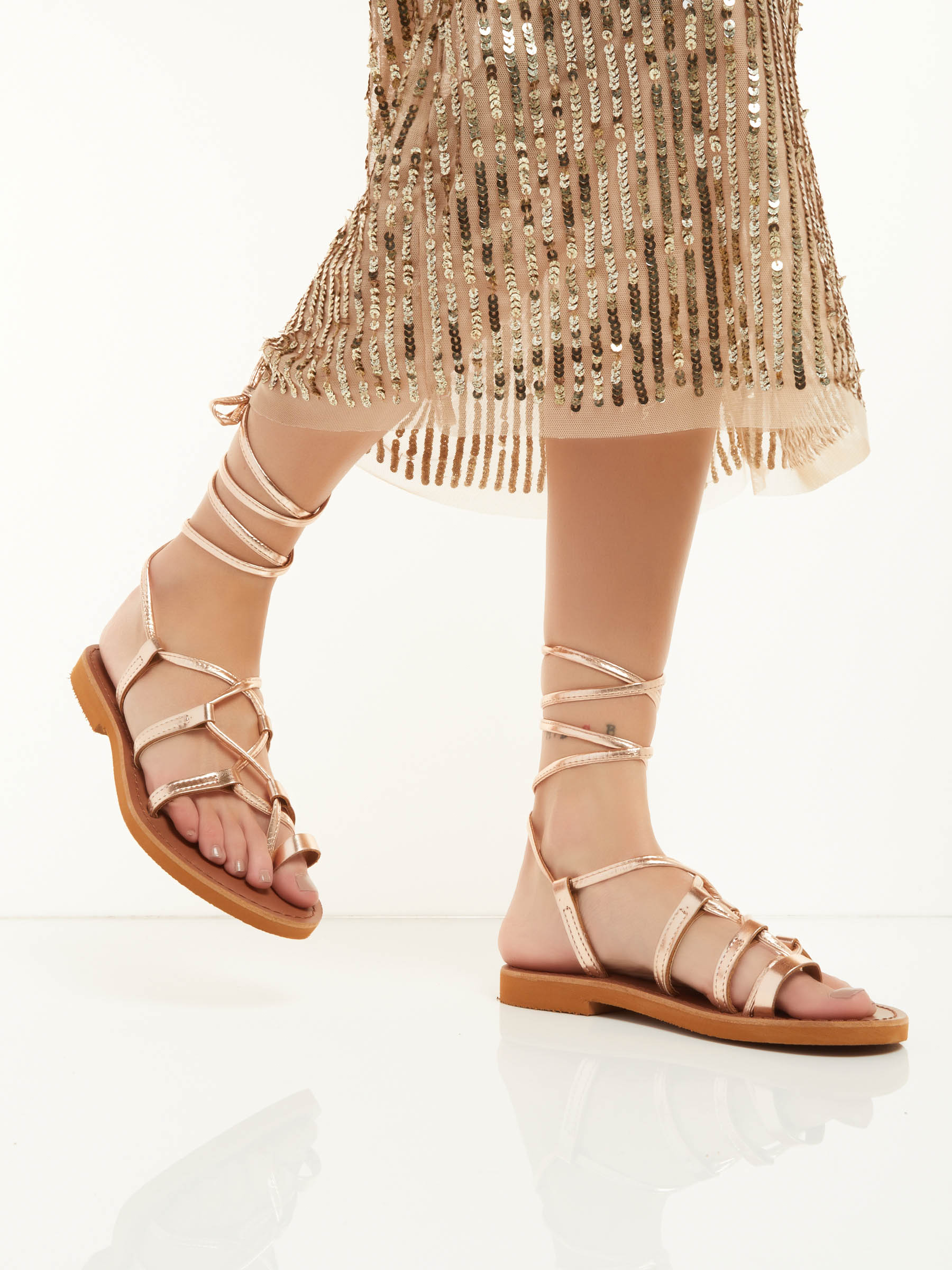 (image for) Laminated Flat Greek Sandals F0545554-0705 Sconti Fino Al 70%